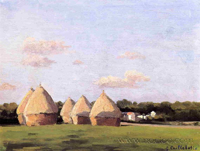 Caillebotte [1874 1878] Harvest, Landscape with Five Haystacks, Private collection, oil on canvas